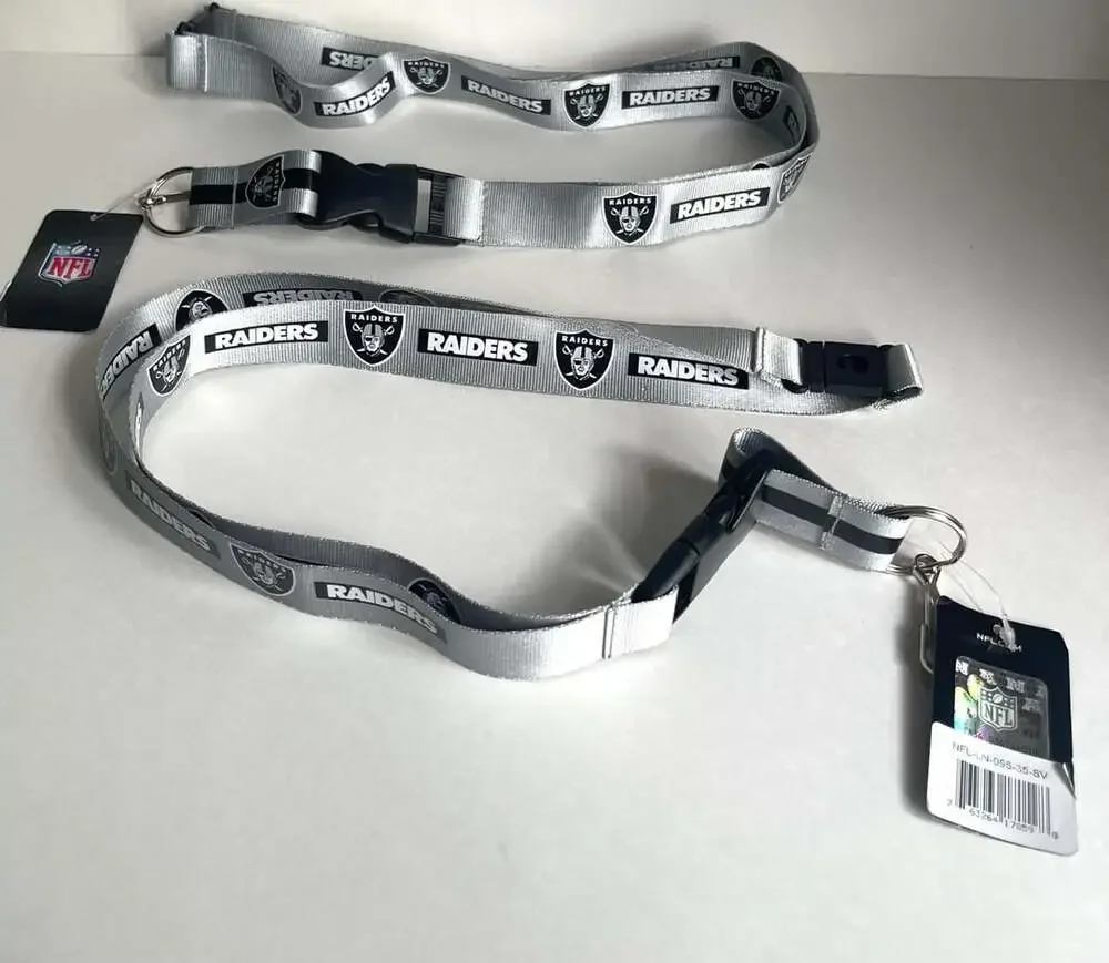 NFL Las Vegas Raiders Lanyard Keychain Gray 2-Pack New